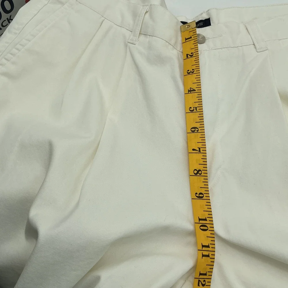 Dockers Mens Pleated Relaxed Fit Shorts W36 Off White Cream 100% Cotton‎ Chino